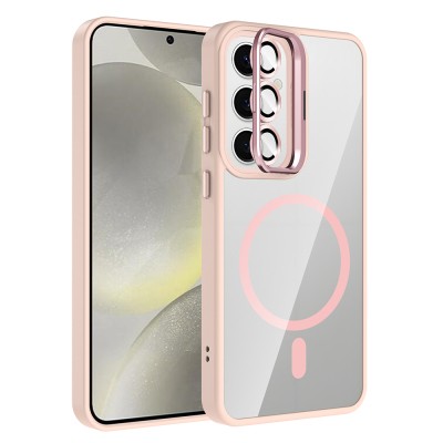 Galaxy S24 Kılıf Standlı ve Kamera Lens Hediyeli M-Safe Şarj Özellikli Zore Etro Kapak - 5