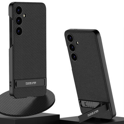 Galaxy S24 Kılıf Zore Kamera Korumalı Leather Dikey Standlı Ays Kapak - GKK