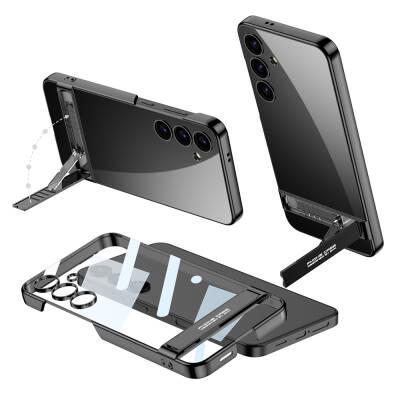 Galaxy S24 Kılıf Zore Kamera Korumalı Şeffaf Dikey Standlı Ays Kapak - GKK