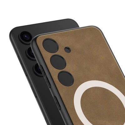 Galaxy S24 Plus Case Leather Designed Zore Kipta Nubuck Cover with Magsafe Charging Feature - 5