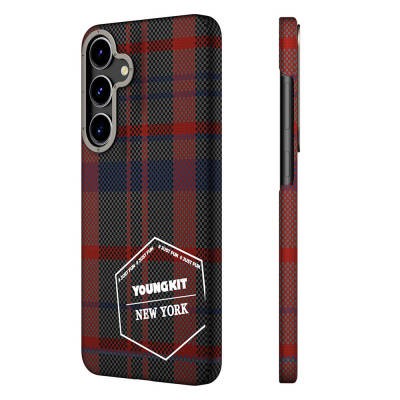 Galaxy S24 Plus Case Plaid Patterned Youngkit Gezhi Series Cover - 11