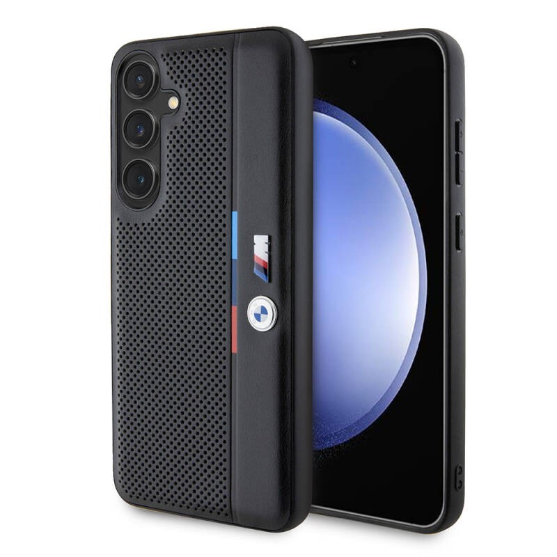 Galaxy S24 Plus Kılıf BMW Orjinal Lisanslı M Logolu Üç Renk Çizgili Delikli Detail Line Kapak - 1