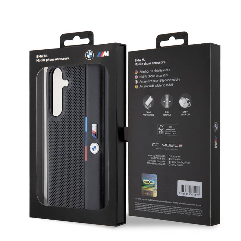 Galaxy S24 Plus Kılıf BMW Orjinal Lisanslı M Logolu Üç Renk Çizgili Delikli Detail Line Kapak - 7