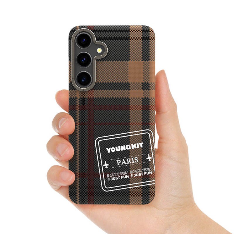 Galaxy S24 Plus Kılıf Ekose Desenli Youngkit Gezhi Serisi Kapak - 8