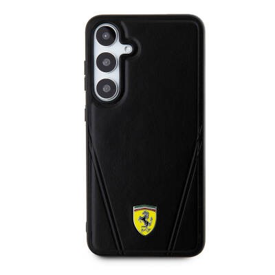 Galaxy S24 Plus Kılıf Ferrari Orjinal Lisanslı M-safe Şarj Özellikli Sıcak Baskı V Çizgili Deri Kapak - 8