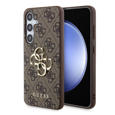 Galaxy S24 Plus Kılıf Guess Orjinal Lisanslı PU Deri Yazı ve 4G Metal Logolu Desenli Kapak - Guess