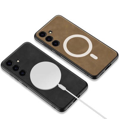 Galaxy S24 Plus Kılıf M-safe Şarj Özellikli Deri Tasarımlı Zore Kıpta Nubuk Kapak - 8