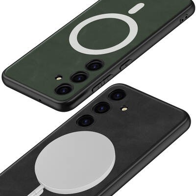 Galaxy S24 Plus Kılıf M-safe Şarj Özellikli Deri Tasarımlı Zore Kıpta Nubuk Kapak - 4