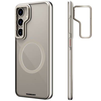 Galaxy S24 Plus Kılıf M-safe Şarj Özellikli Sararma Önleyici Youngkit Crystal Grid Kapak - 3