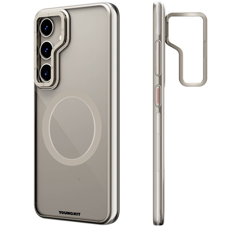 Galaxy S24 Plus Kılıf M-safe Şarj Özellikli Sararma Önleyici Youngkit Crystal Grid Kapak - 3