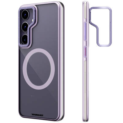 Galaxy S24 Plus Kılıf M-safe Şarj Özellikli Sararma Önleyici Youngkit Crystal Grid Kapak - Youngkit