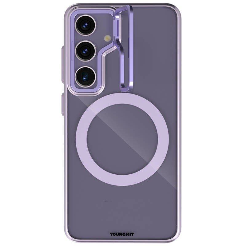 Galaxy S24 Plus Kılıf M-safe Şarj Özellikli Sararma Önleyici Youngkit Crystal Grid Kapak - 4