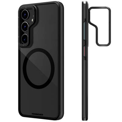 Galaxy S24 Plus Kılıf M-safe Şarj Özellikli Sararma Önleyici Youngkit Crystal Grid Kapak - 2