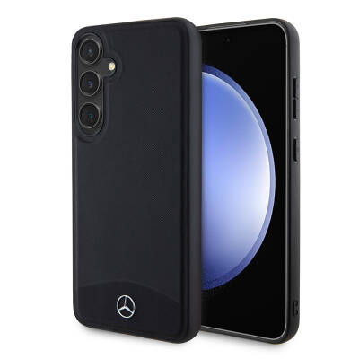 Galaxy S24 Plus Kılıf Mercedes Benz Orjinal Lisanslı M-safe Şarj Özellikli Deri Dokumalı Sade Kapak - Mercedes Benz