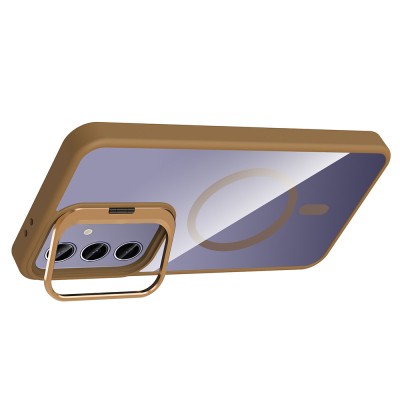 Galaxy S24 Plus Kılıf Standlı ve Kamera Lens Hediyeli M-Safe Şarj Özellikli Zore Etro Kapak - 9