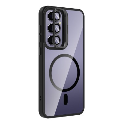 Galaxy S24 Plus Kılıf Standlı ve Kamera Lens Hediyeli M-Safe Şarj Özellikli Zore Etro Kapak - 12