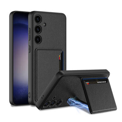 Galaxy S24 Suni Deri Arka Yüzey Zore Kartlıklı Kıpta Silikon Kapak - GKK