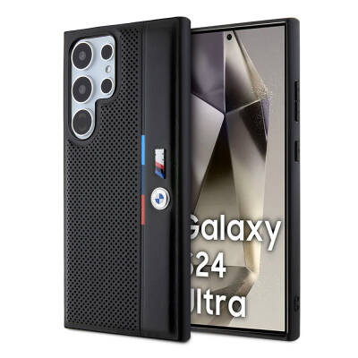 Galaxy S24 Ultra Case BMW Original Licensed M Logo Three Color Striped Perforated Detail Line Cover - BMW