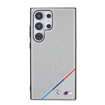 Galaxy S24 Ultra Case BMW Original Licensed Three Stripe Perforated Leather Cover with M Logo with Magsafe Charging Feature - 8