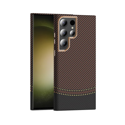 Galaxy S24 Ultra Case M-Safe Charging Featured Carbon Fiber Look Zore Gros Cover - Zore