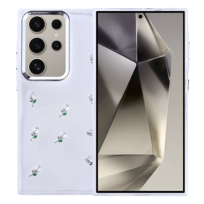 Galaxy S24 Ultra Kılıf Airbag Tasarımlı Simli Şeffaf Zore Kutup Kapak - Zore