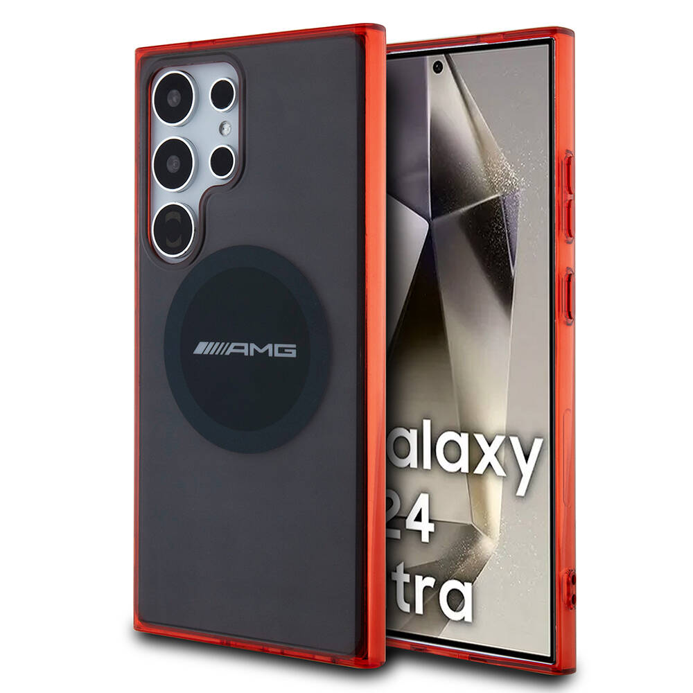 Galaxy S24 Ultra Kılıf AMG Orjinal Lisanslı M-safe Şarj Özellikli Transparan Timeless Kapak - Siyah