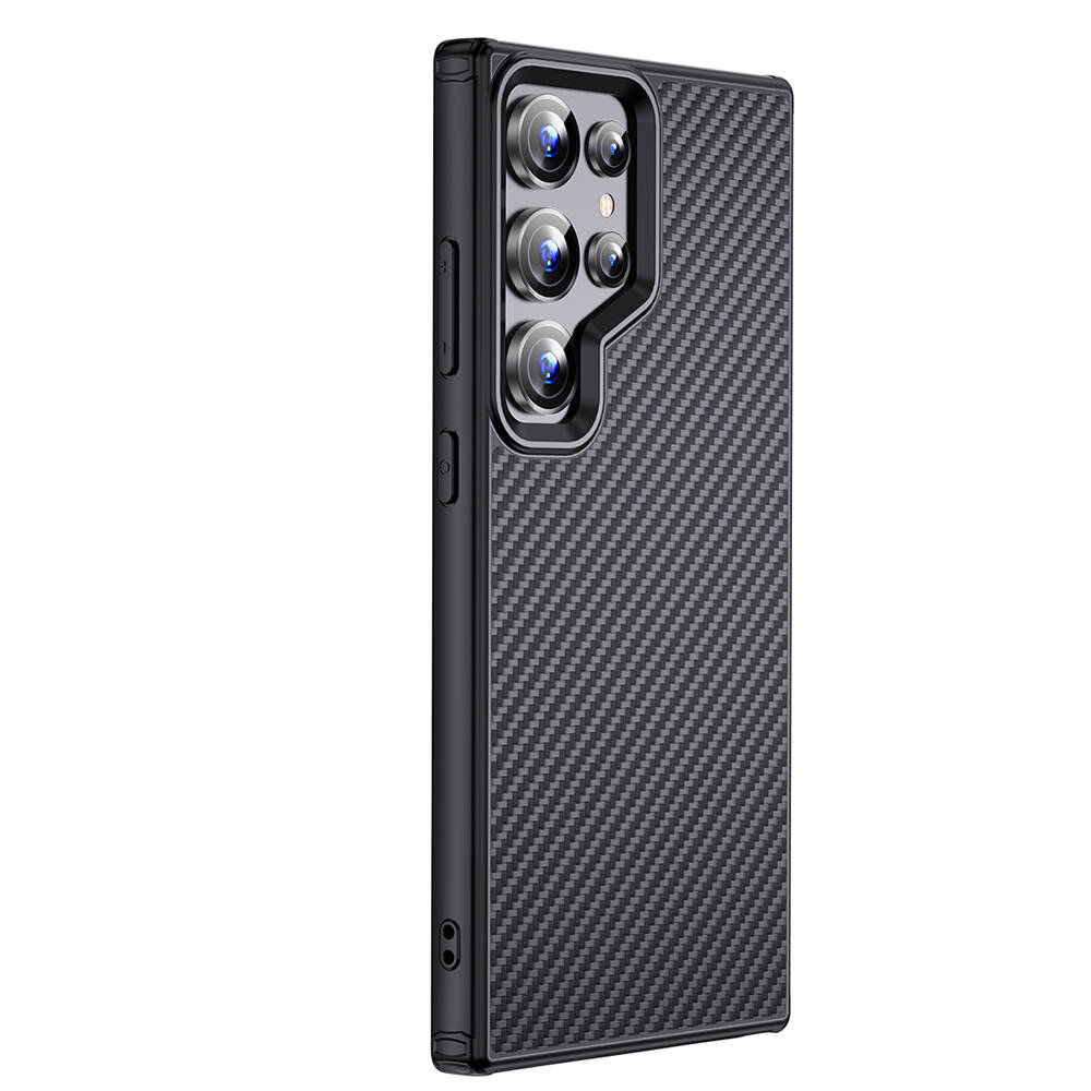 Galaxy S24 Ultra Kılıf Aramid Karbon Fiber M-safe Özellikli Wlons Radison Kapak - Siyah