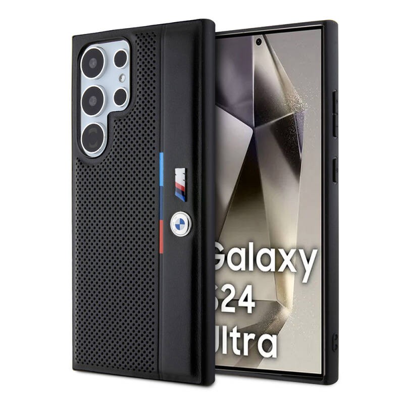 Galaxy S24 Ultra Kılıf BMW Orjinal Lisanslı M Logolu Üç Renk Çizgili Delikli Detail Line Kapak - 1