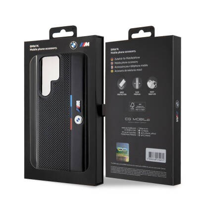 Galaxy S24 Ultra Kılıf BMW Orjinal Lisanslı M Logolu Üç Renk Çizgili Delikli Detail Line Kapak - 7