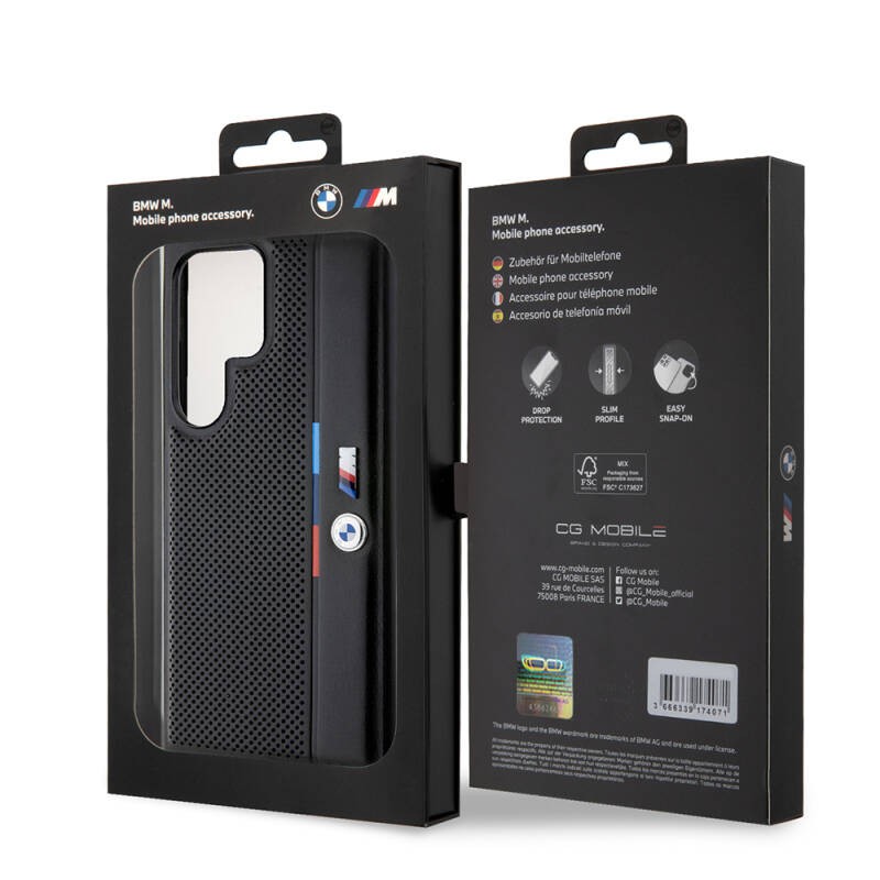 Galaxy S24 Ultra Kılıf BMW Orjinal Lisanslı M Logolu Üç Renk Çizgili Delikli Detail Line Kapak - 7