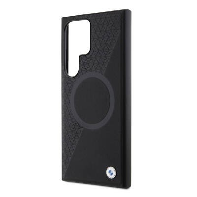 Galaxy S24 Ultra Kılıf BMW Orjinal Lisanslı M-safe Şarj Özellikli Yarım Dokulu Circle Leather Kapak - 5