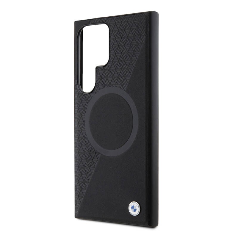 Galaxy S24 Ultra Kılıf BMW Orjinal Lisanslı M-safe Şarj Özellikli Yarım Dokulu Circle Leather Kapak - 5