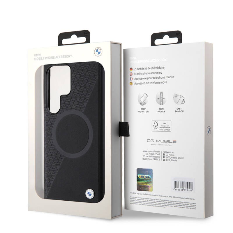 Galaxy S24 Ultra Kılıf BMW Orjinal Lisanslı M-safe Şarj Özellikli Yarım Dokulu Circle Leather Kapak - 7