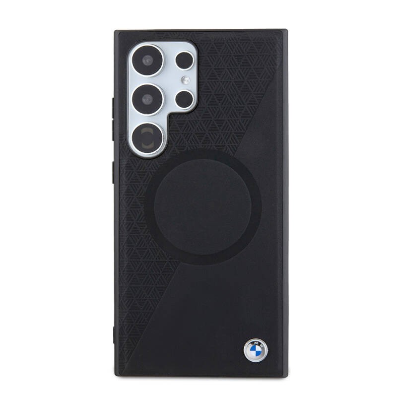 Galaxy S24 Ultra Kılıf BMW Orjinal Lisanslı M-safe Şarj Özellikli Yarım Dokulu Circle Leather Kapak - 8