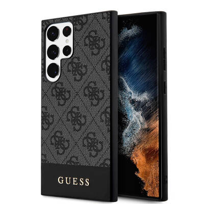 Galaxy S24 Ultra Kılıf Guess Orjinal Lisanslı PU Deri Şerit Logo Dizaynlı Kapak - Guess