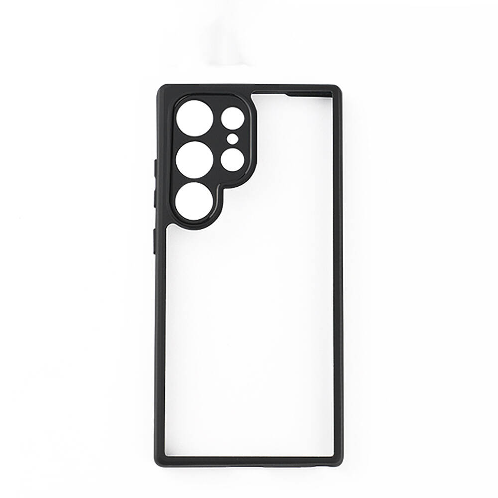 Galaxy S24 Ultra Kılıf Kamera Korumalı Şeffaf Arka Yüzey Zore New Roll Kapak - Siyah
