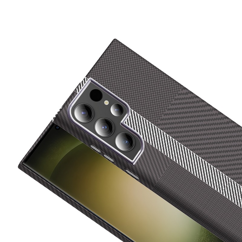 Galaxy S24 Ultra Kılıf M-safe Şarj Özellikli Karbon Fiber Görünümlü Zore Gros Kapak - 12