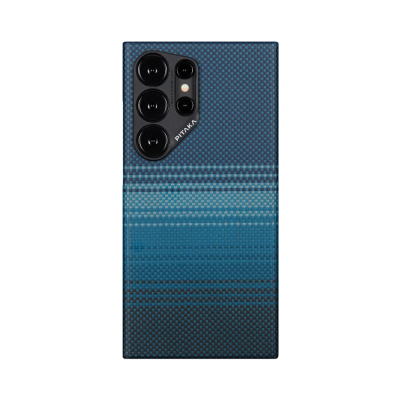 Galaxy S24 Ultra Kılıf M-safe Şarj Özellikli Aramid Fiber Pitaka Tactile Woven Sunset-Moonrise Serisi Moonrise Kapak - Pitaka