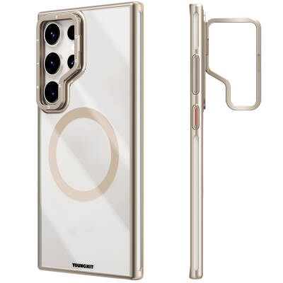 Galaxy S24 Ultra Kılıf M-safe Şarj Özellikli Sararma Önleyici Youngkit Crystal Grid Kapak - Youngkit