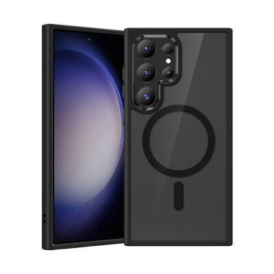 Galaxy S24 Ultra Kılıf M-safe Şarj Özellikli Şeffaf Arka Yüzey Benks MagClap TPU Çerçeve Kapak - Benks