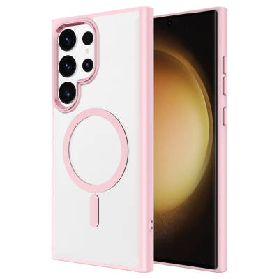 Galaxy S24 Ultra Kılıf M-safe Şarj Özellikli Zore Krom M-safe Silikon Kapak - Zore