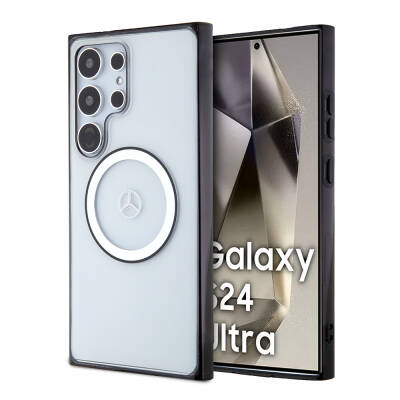 Galaxy S24 Ultra Kılıf Mercedes Benz Orjinal Lisanslı M-safe Şarj Özellikli PC TPU Transparan Black Ring Kapak - Mercedes Benz