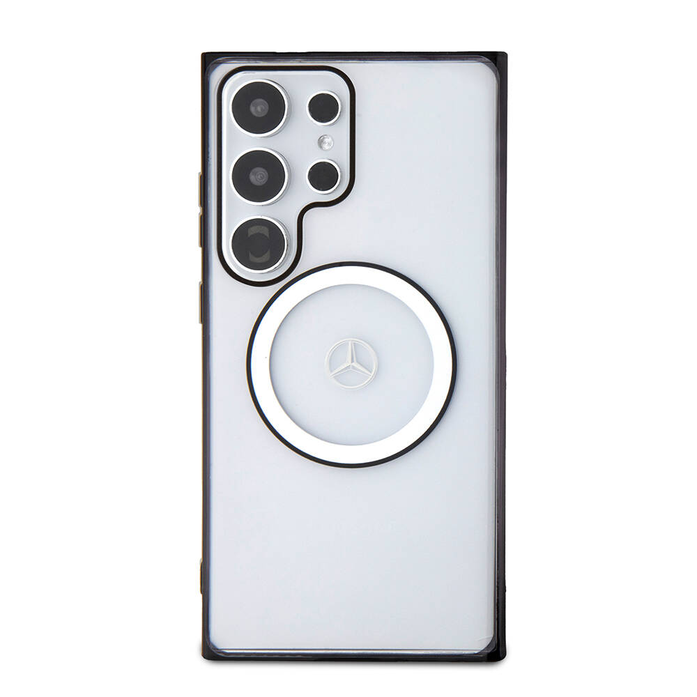 Galaxy S24 Ultra Kılıf Mercedes Benz Orjinal Lisanslı M-safe Şarj Özellikli PC TPU Transparan Black Ring Kapak - Renksiz