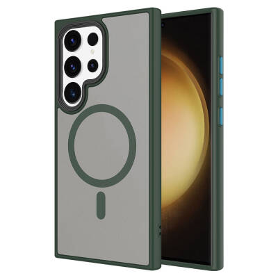 Galaxy S24 Ultra Kılıf Sert PC Arka Yüzey Wireless Şarj Özellikli Zore Flet M-safe Kapak - Zore