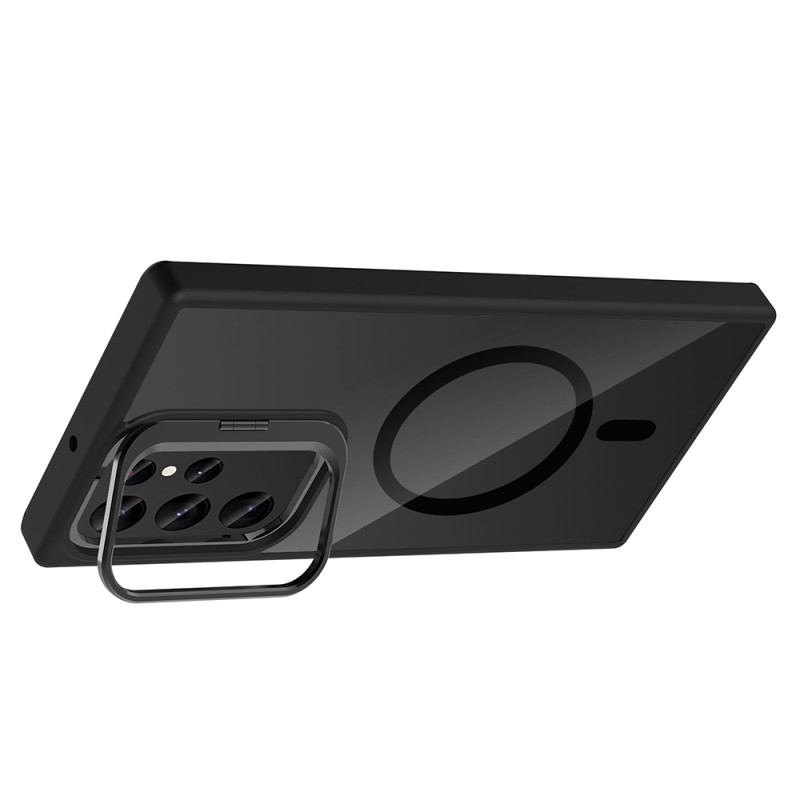 Galaxy S24 Ultra Kılıf Standlı ve Kamera Lens Hediyeli M-Safe Şarj Özellikli Zore Etro Kapak - 13