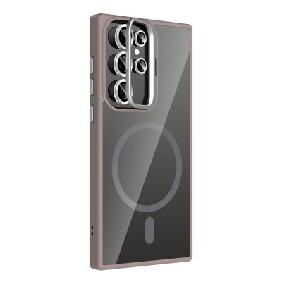 Galaxy S24 Ultra Kılıf Standlı ve Kamera Lens Hediyeli M-Safe Şarj Özellikli Zore Etro Kapak - 14