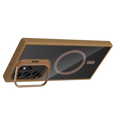 Galaxy S24 Ultra Kılıf Standlı ve Kamera Lens Hediyeli M-Safe Şarj Özellikli Zore Etro Kapak - 19