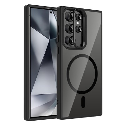 Galaxy S24 Ultra Kılıf Standlı ve Kamera Lens Hediyeli M-Safe Şarj Özellikli Zore Etro Kapak - 4