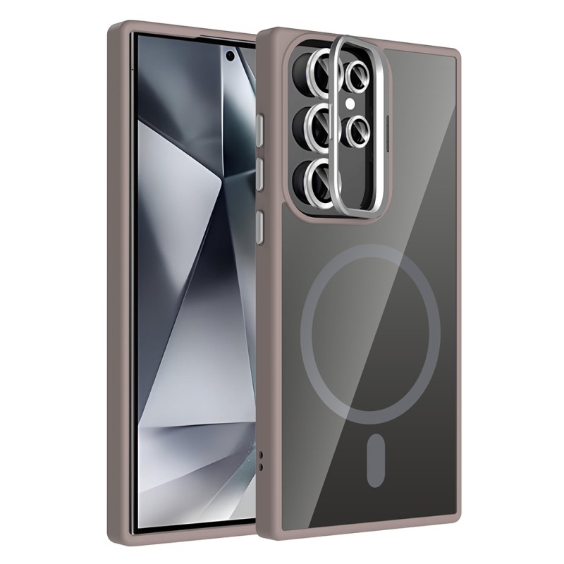 Galaxy S24 Ultra Kılıf Standlı ve Kamera Lens Hediyeli M-Safe Şarj Özellikli Zore Etro Kapak - 5