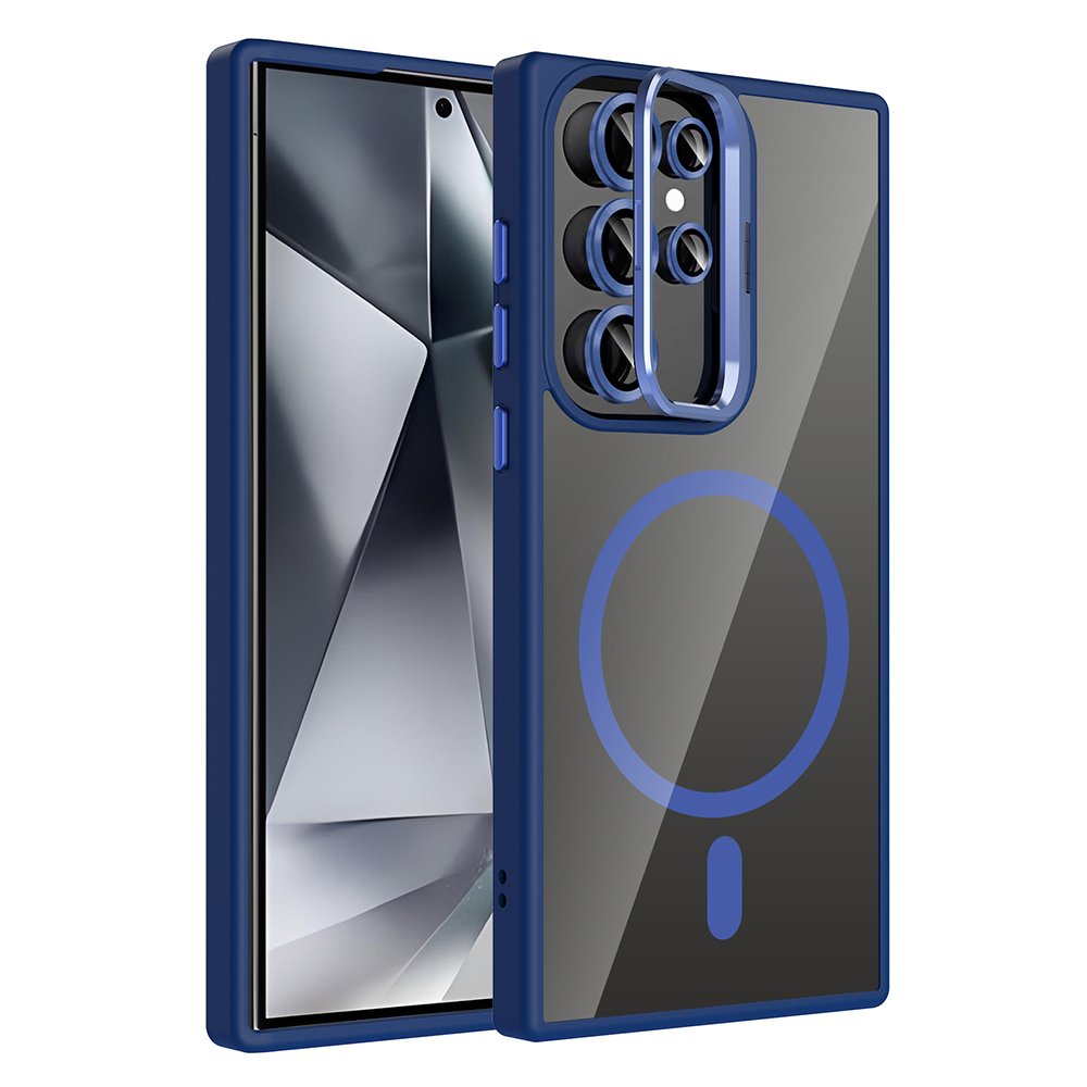 Galaxy S24 Ultra Kılıf Standlı ve Kamera Lens Hediyeli M-Safe Şarj Özellikli NXXA Etro Kapak - Laciv